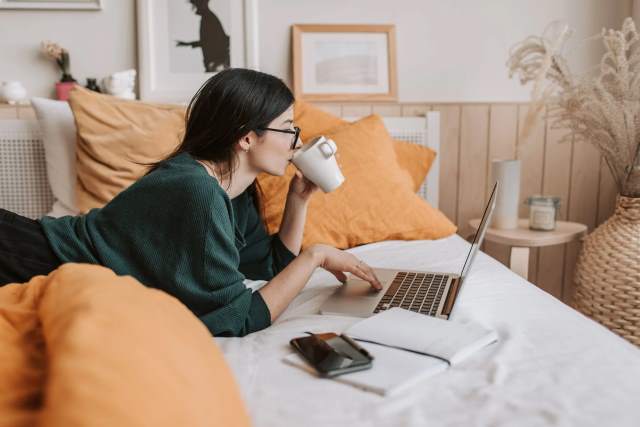 Morning Person Working with Coffee